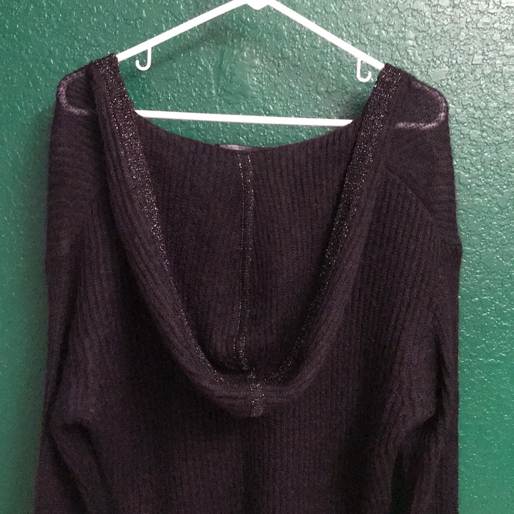 Slouchy Black Hooded Sweater - Picture 4 of 5